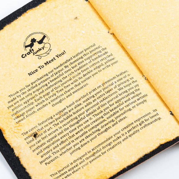 Vintage Leather Journal Notebook with Hand Marble Print