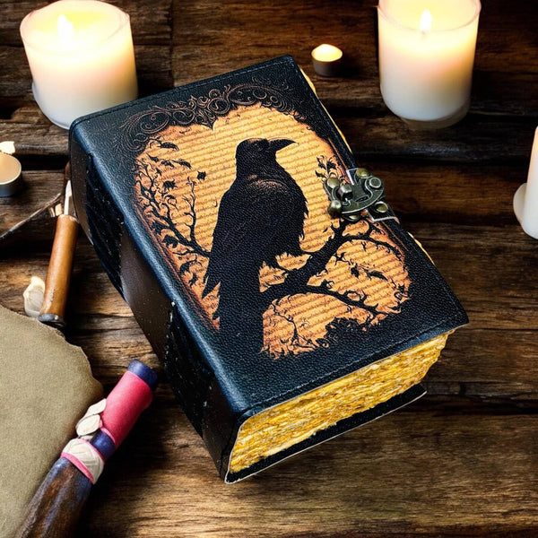 The Raven: Leather Journal Gothic Notebook the Raven Grimoire Shadow