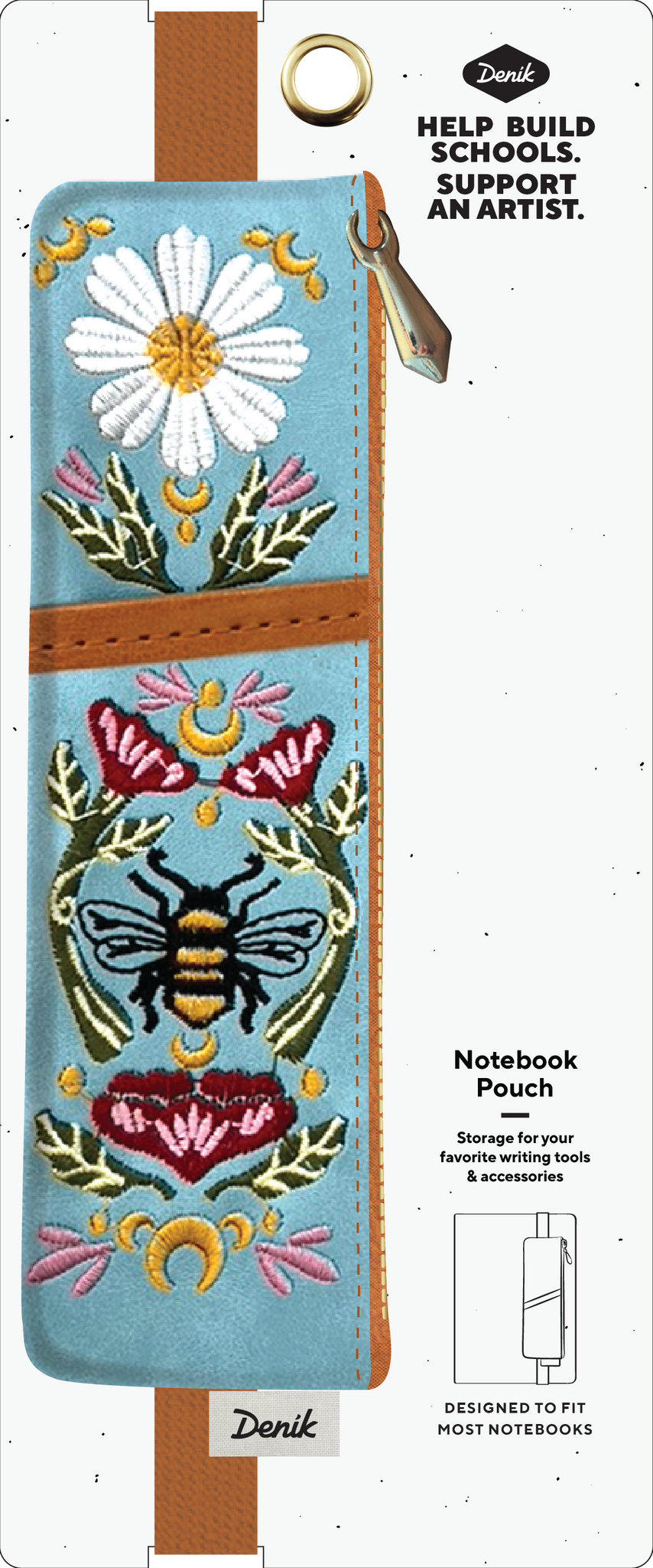 Honeybee Tea Embroidered Notebook Pouch