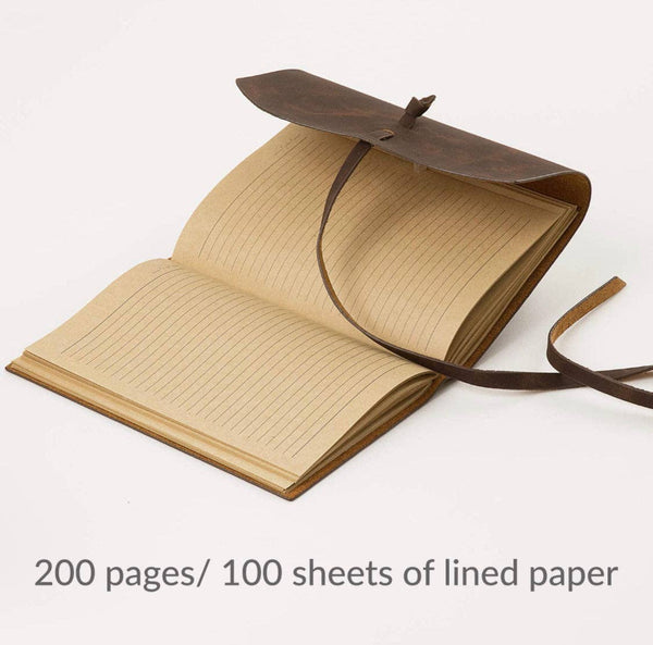 Leather journal diary with ruled craft pages
