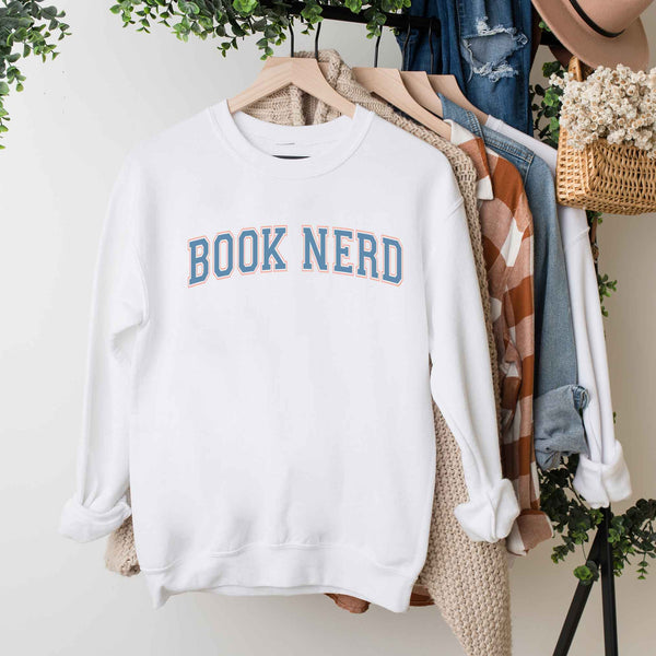 Varsity Book Nerd | Sweatshirt: White / Small