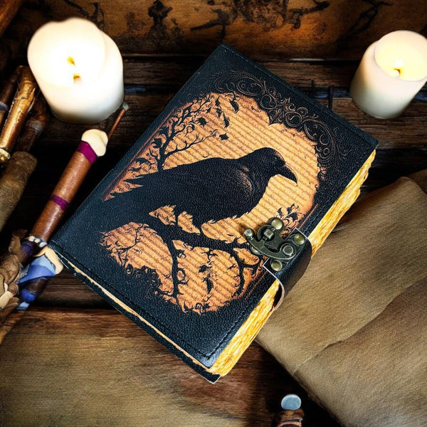 The Raven: Leather Journal Gothic Notebook the Raven Grimoire Shadow