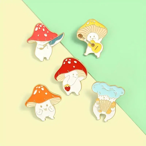 Creative Mushroom Enamel Pins for Backpacks and Clothes: Chef