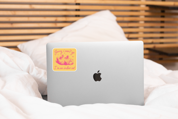 Sorry I Can't Go I'm an Indoor Cat Sticker - kitten, kitty