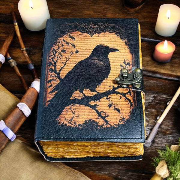 The Raven: Leather Journal Gothic Notebook the Raven Grimoire Shadow
