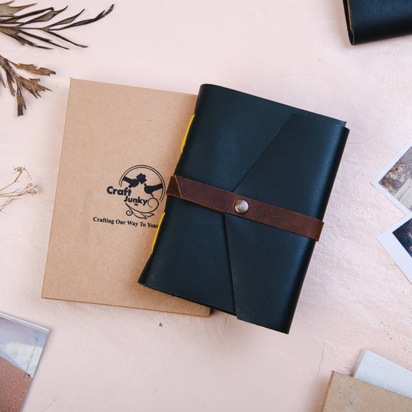 Leather journal diary with ruled craft pages: Lined