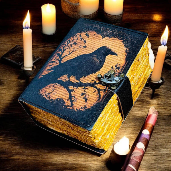 The Raven: Leather Journal Gothic Notebook the Raven Grimoire Shadow