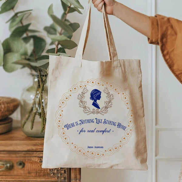 Book Lovers Jane Austen Quote Graphic Print Tote Bag