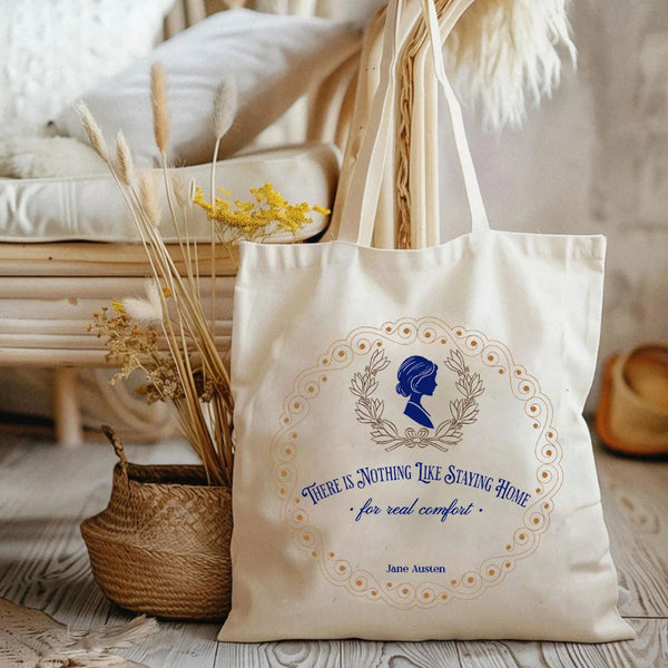 Book Lovers Jane Austen Quote Graphic Print Tote Bag