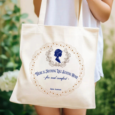 Book Lovers Jane Austen Quote Graphic Print Tote Bag