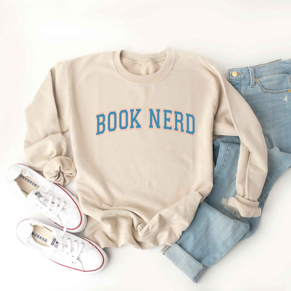 Varsity Book Nerd | Sweatshirt: White / Large