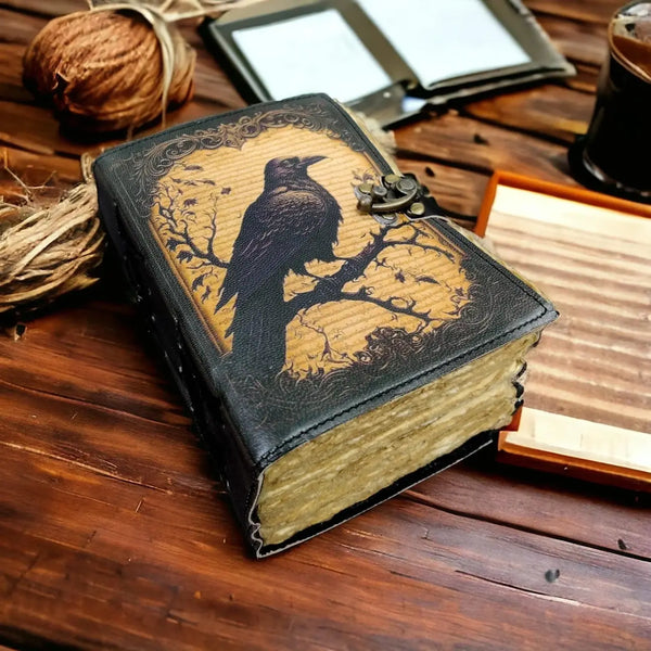 The Raven: Leather Journal Gothic Notebook the Raven Grimoire Shadow